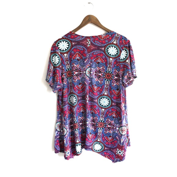 Hot Ginger Preowned Floral Print Swing Top Plus 2X - Picture 6 of 7